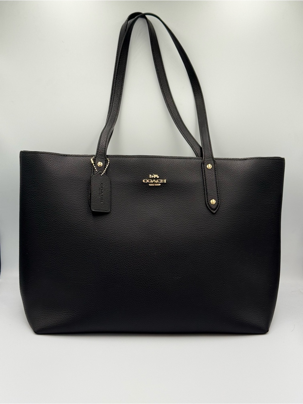 Coach Black Pebbled Leather Everyday Tote with Gold Hardware